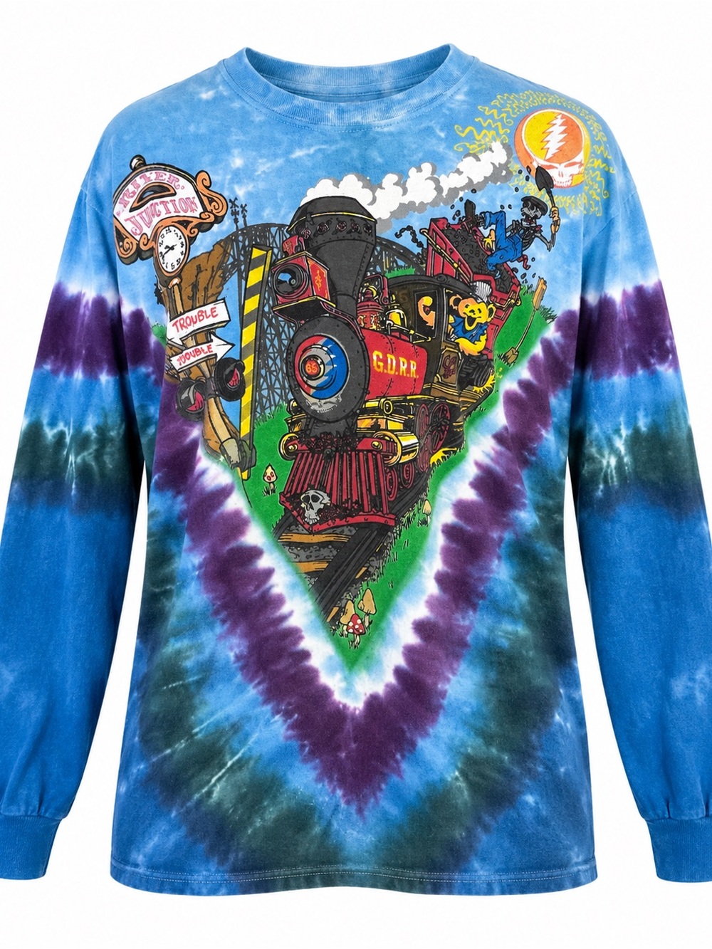 2011 Liquid Blue Grateful Dead Casey Jones Train Tie Dye Long Sleeve Shirt